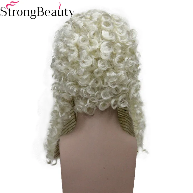 StrongBeauty Synthetic Judge Wig Nobleman Curly Hair Historical Blonde Gray Black Wigs