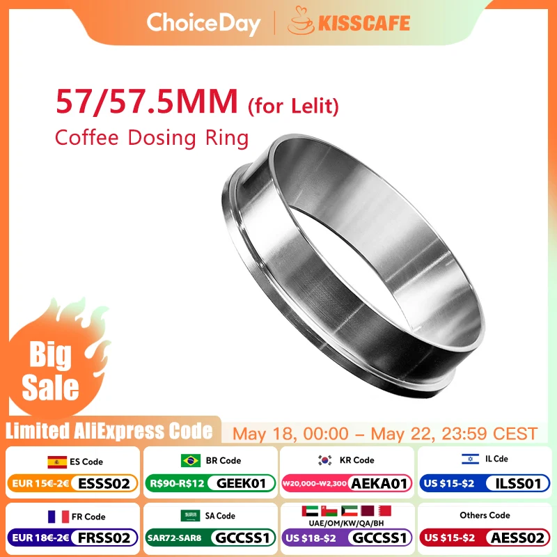 

57MM 57.5MM Coffee Dosing Ring 304 Stainless Steel For Lelit Funnel Portafilter Coffee Accessories Espresso Barista Tools