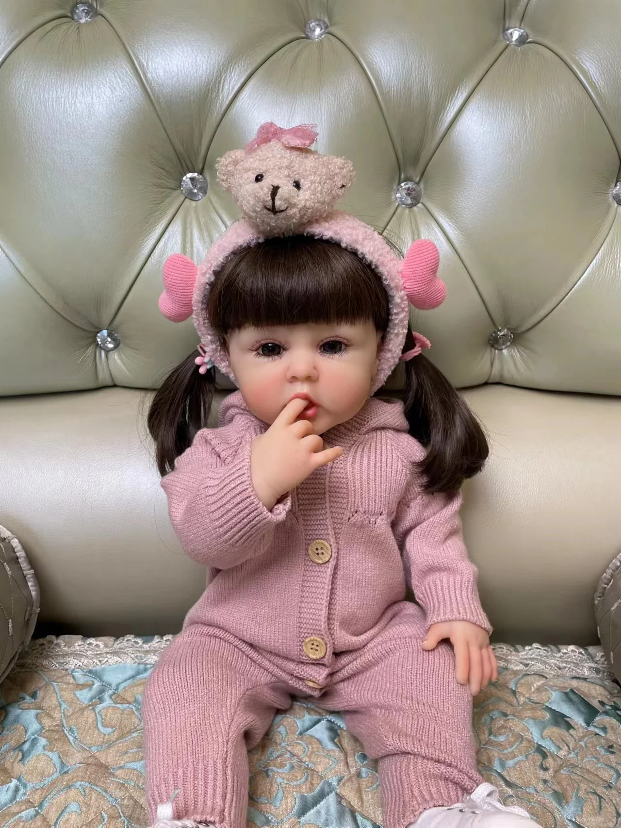 Nieuwe al geschilderde zachte siliconen herboren babypop speelgoed voor meisje lang haar zoals echte levensechte prinses handgemaakte kunst Bebe badspeelgoed