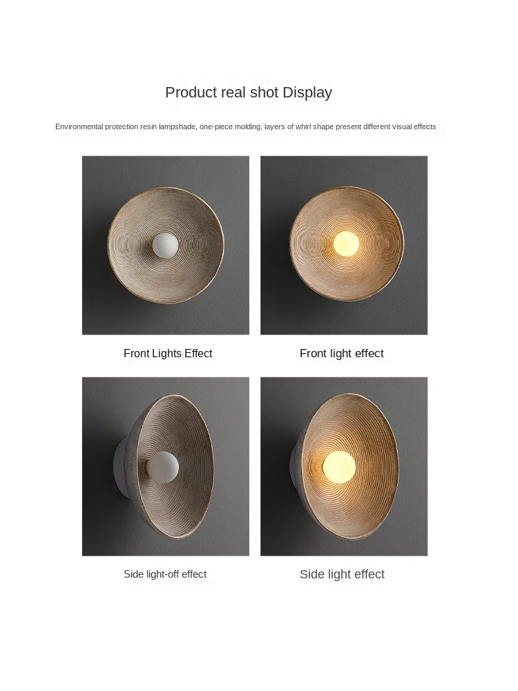 Imagem -05 - Led Nordic Round Resin Wall Lamps Iluminação para Sala de Estar Sala de Jantar Quarto Estudo Corredor Interior Backwall Ambiance Fixtures