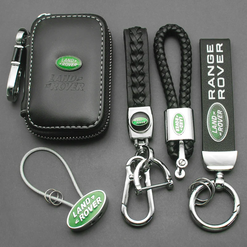 3D Metal/Leather Car Keychain Key Chain Ring Car Key Holder Accessories For Land Rover Evoque 4 Sport Range Rover X99 Discovery