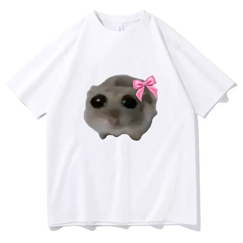 Sad hamster T-shirt men o neck pure cotton t shirt pure cotton unisex fashion short sleeve tees clothes Harajuku streetwear tops