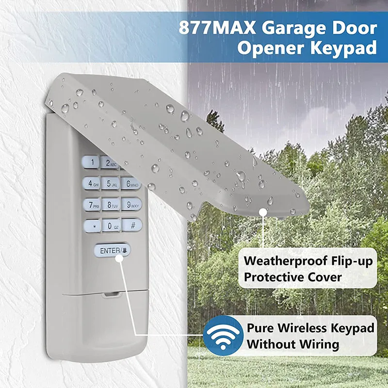 Imagem -04 - Liftmaster 877max 878max Teclado sem Fio para Abridor de Porta de Garagem 315 Mhz 390 Mhz Liftmaster 376lm 377lm 977lm 371lm 373lm 971lm 973lm Controle Remoto