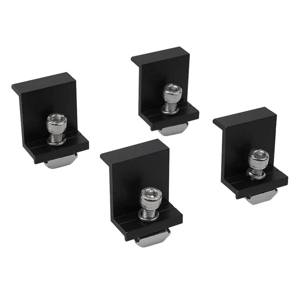 End Clamp Solid PV Solar Panel Mounting Support End Clamp Black Aluminum Alloy Suitable for 40mm/45mm Compatibility