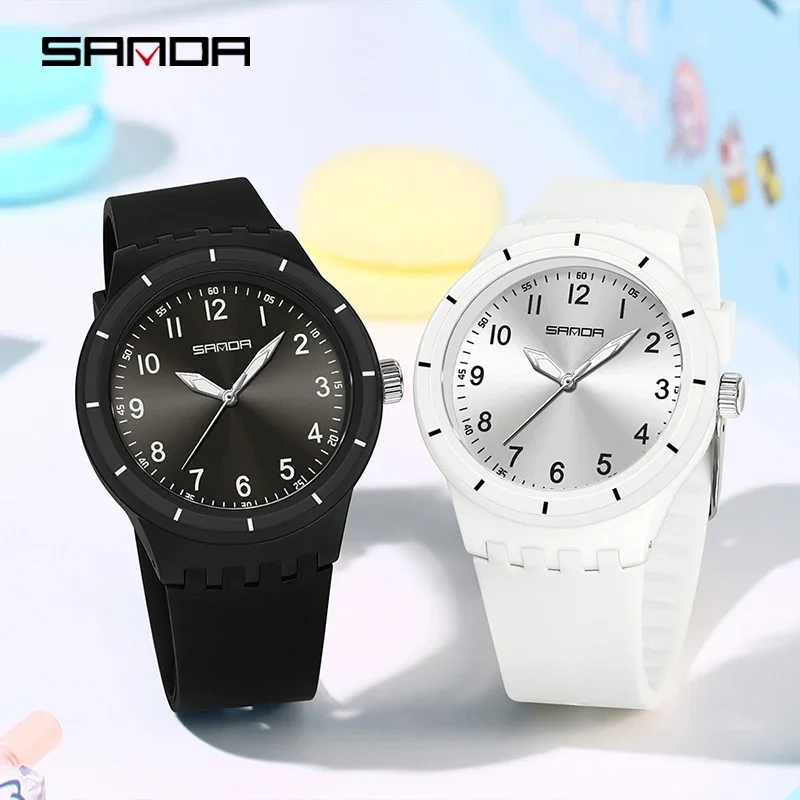 SANDA New Fashion Man Sports Watches Unisex Quartz Simple Waterproof Watch Night Light Male Female Student Quartz Casual Watch