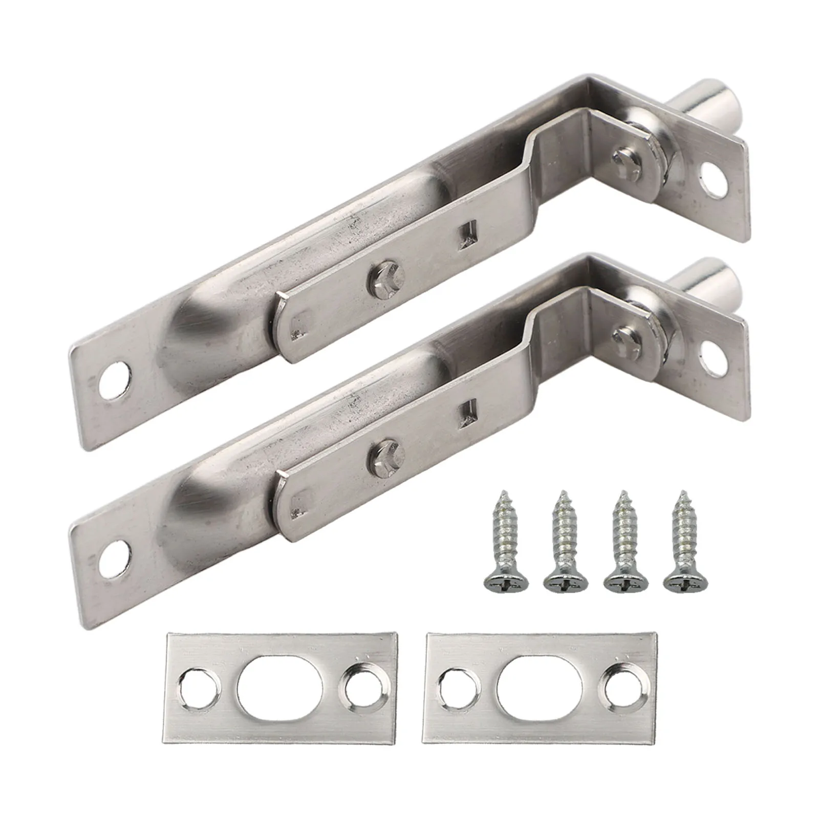 Stainless Steel Door Guard 2 Pack 4 Inch Door Flush Bolt Easy to Install For All Door Types Home and Commercial Use