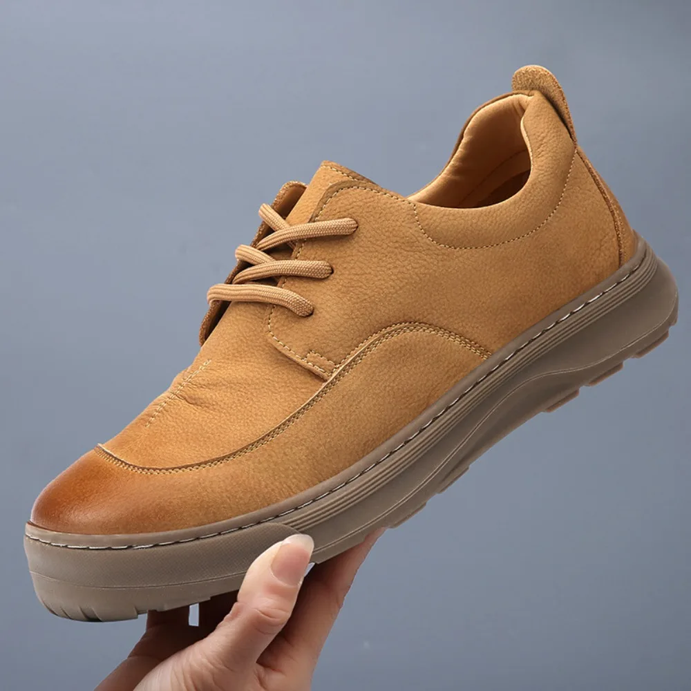 Casual Business Shoes Man Spring New British Style Retro Tooling Shoes Leather Comfortable Breathable Casual Leather Shoes Men