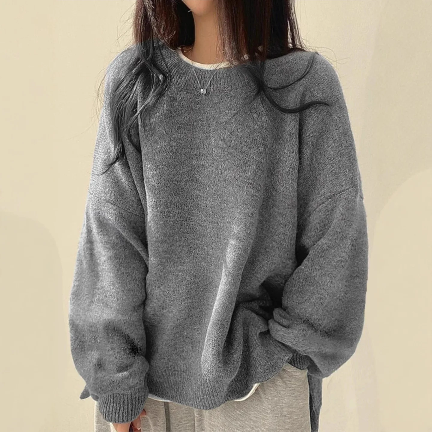 Abbigliamento Donna Autunno Inverno New Solid Color Outdoor Daily Fashion Sweater Womens Versatile Long-sleeved Pullover Sweater