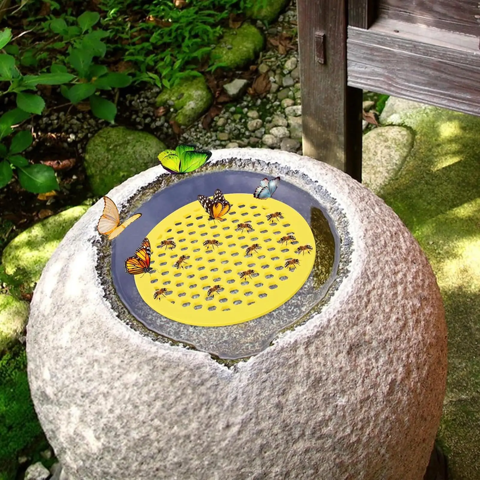 Floating Bee Island-Bee Waterer Bee Insect Drinking Tray Beekeeping Setup Luring Insect honeycomb design Island Tray Home Garden