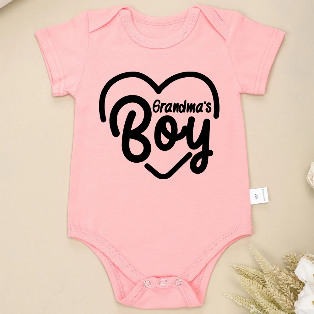 Grandma's Boy Newborn Clothes Cotton Skin-friendly Baby Baby Onesie Short Sleeve Crew Neck Cozy Casual Infant Onesies Items