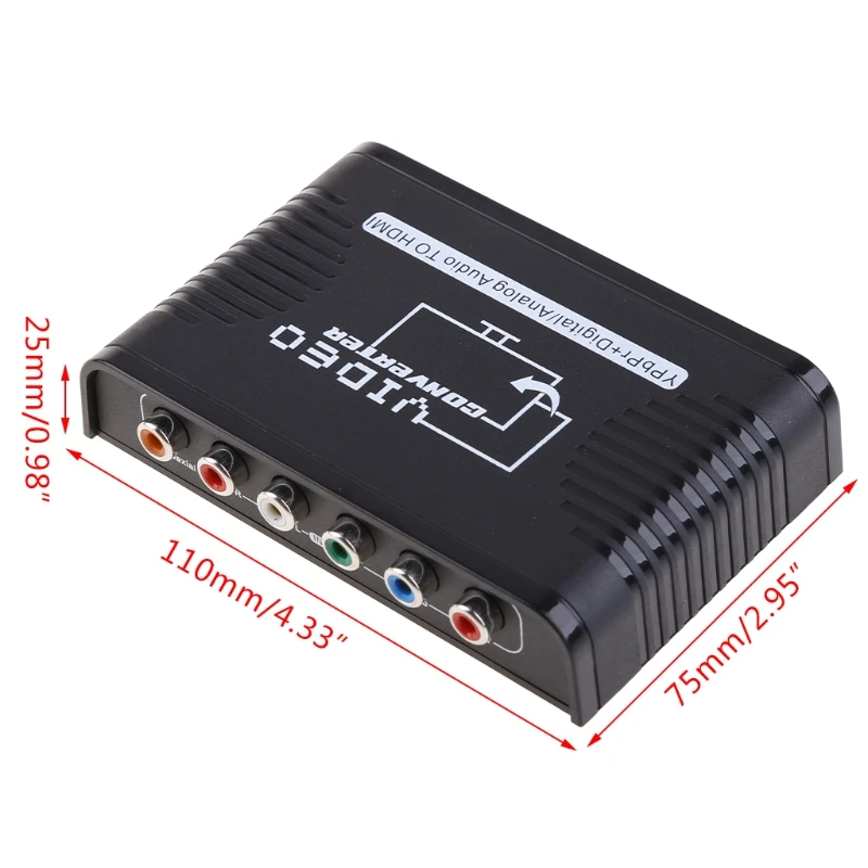 Adaptador compatible con HDMI a YPbPr + Extractor de audio R  L con salida de audio coaxial + R  L, para convertir HDMI a F19E