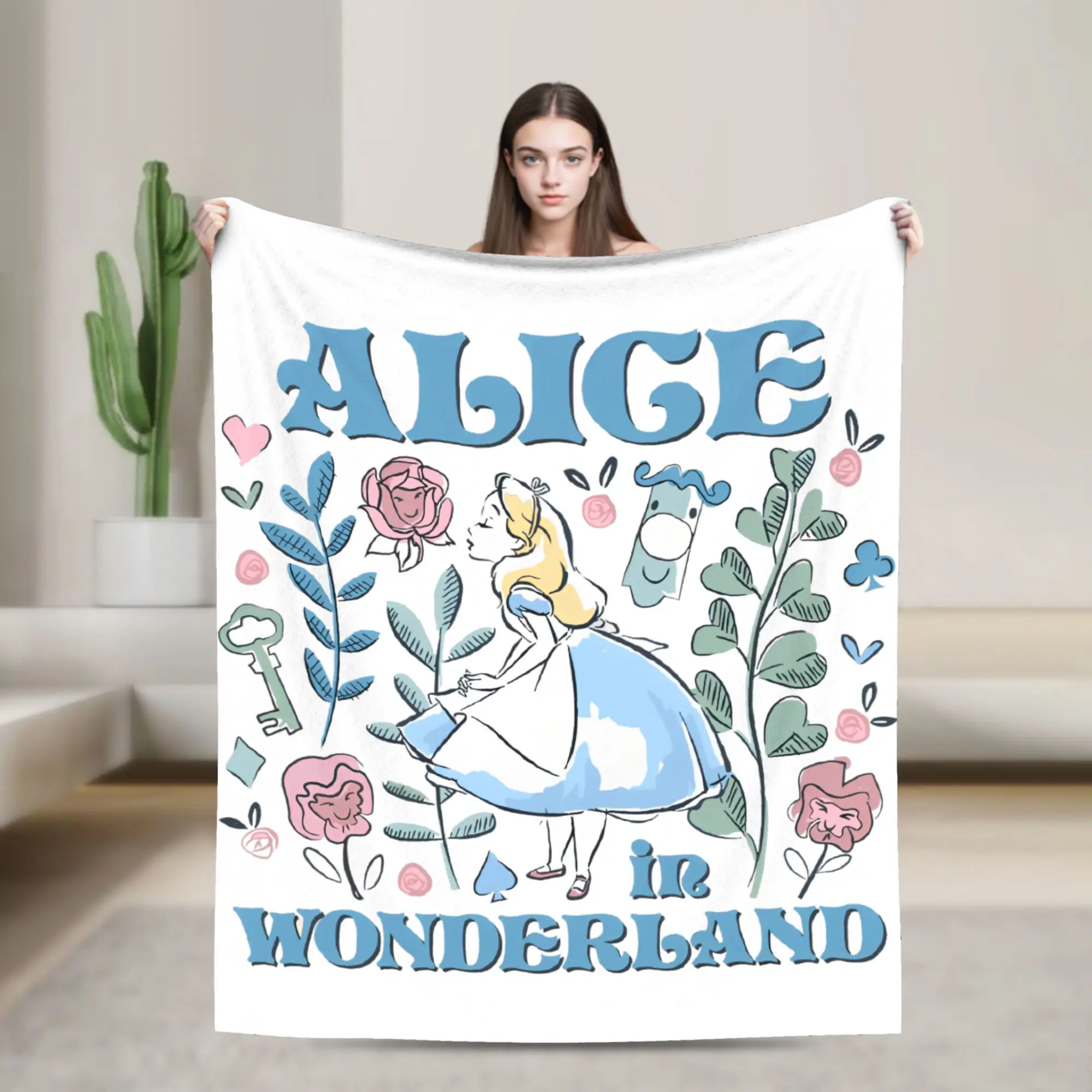Alice In Wonderland Blankets Coral Fleece Plush  Super Warm Throw Blankets for Bed Bedspread