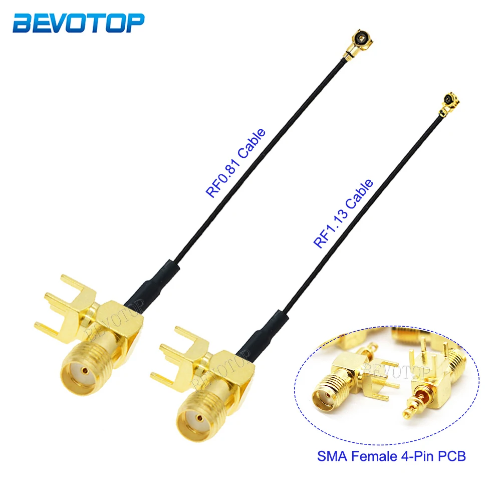 1Pcs RF0.81/RF113 Cable IPX-1/IPX-4 MHF4 Female to SMA Female 4-Pin Right Angle PCB Pigtail WIFI Antenna Extension Jumper