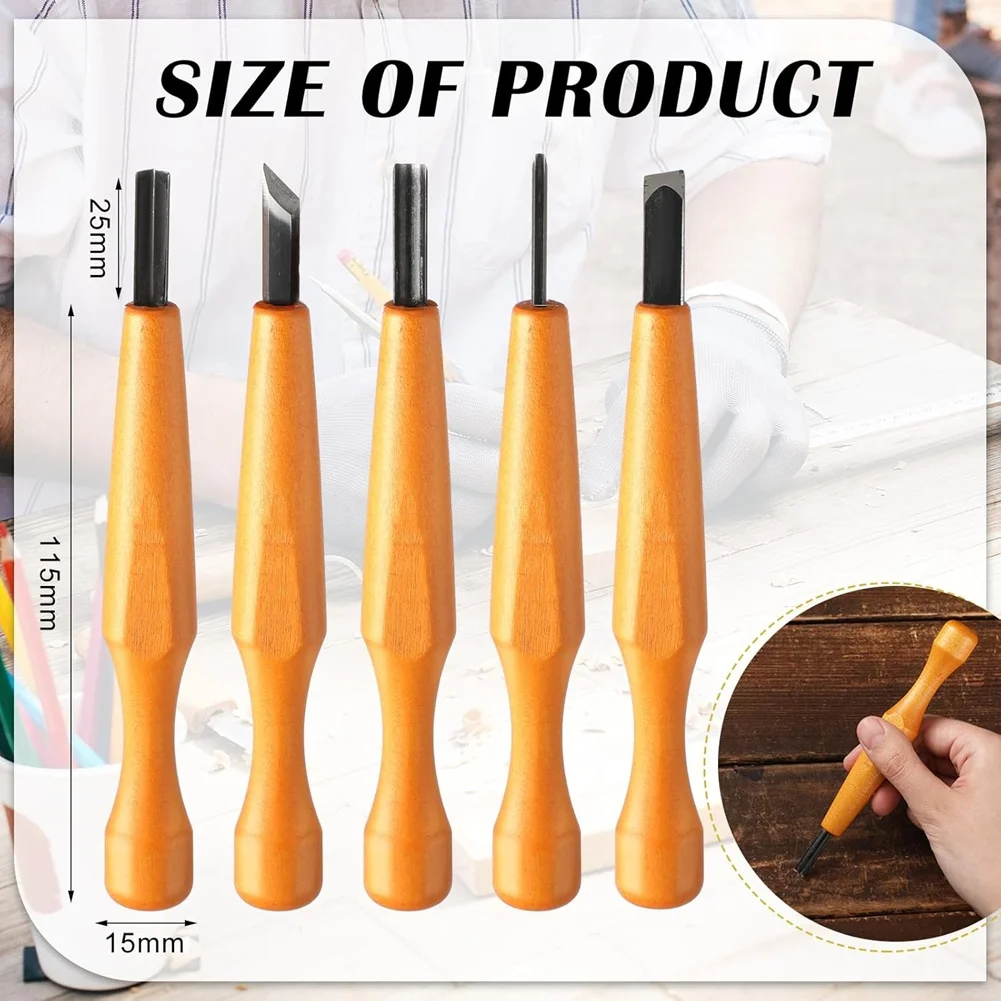 5 قطع من أدوات نحت Linocut مجموعة سكاكين نحت الخشب إزميل مسطح على شكل حرف V بزاوية أدوات نحت نصف دائرية [2026 MOCC]