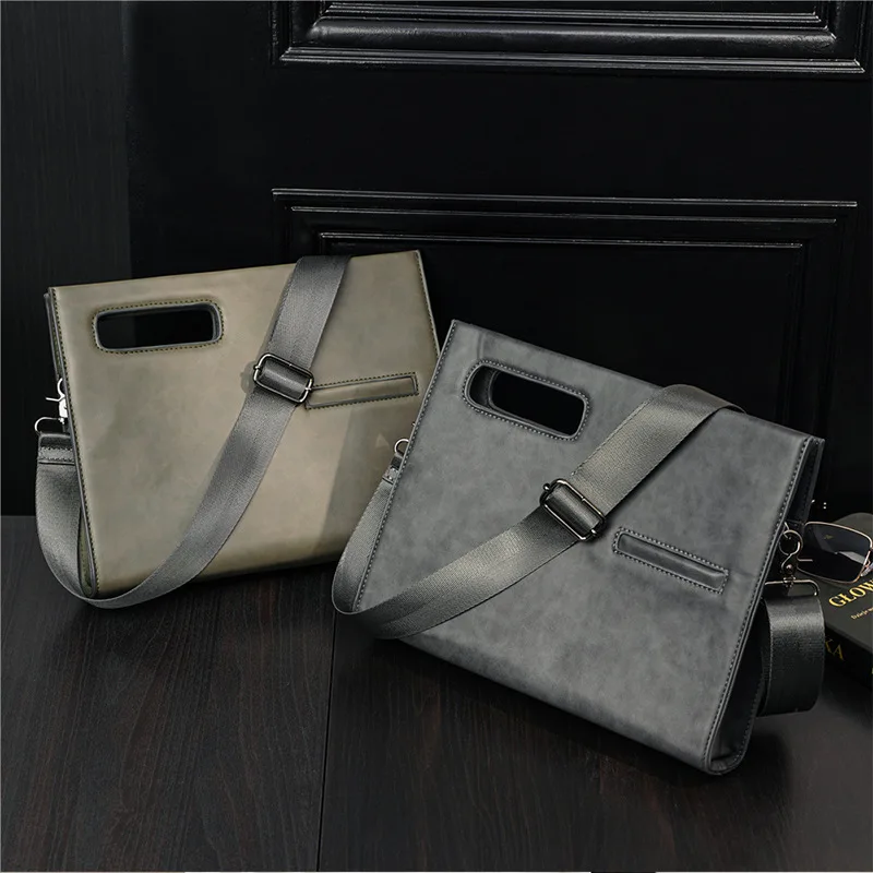 Xiao.p Fashion Men\'s High Quality Pu Leather Vintage Hand Bag Envelope Bag Document Bag Single Shoulder Bag  Men\'s Bag Tide