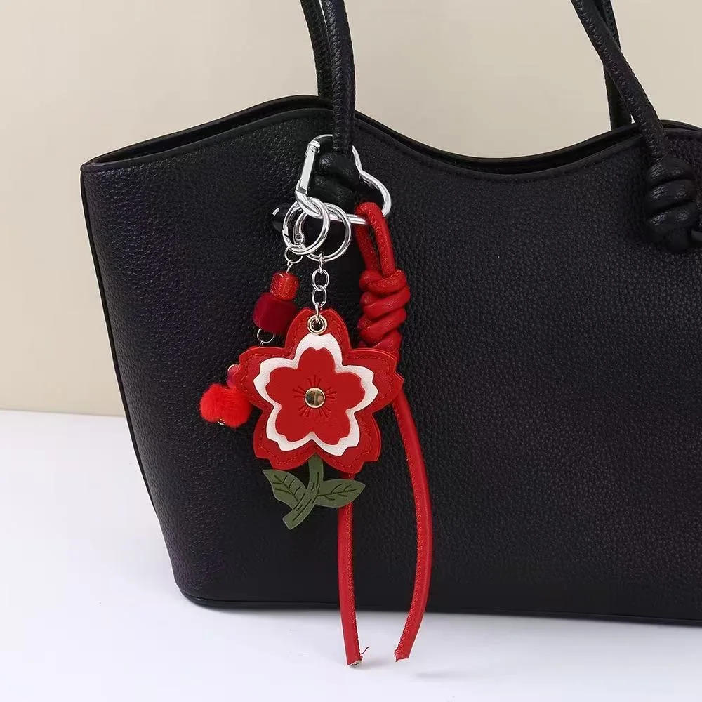 

New Braided Rope Leather Flower Backpack Pendant Bag Charm Decoration Keychain Bag Accessories