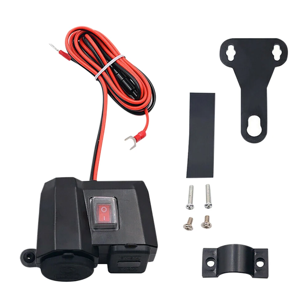 Motorcycle 12V USB Cigarette Lighter Socket Waterproof 12v Power Suply Car Charger Adapter Digital Display With Switch