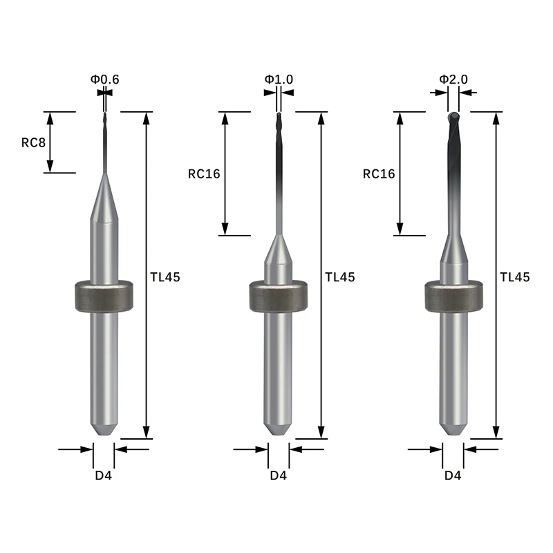 Dental Cad Cam Zirconia Wax PMMA Tungsten Carbide Made Upcera X5 CVD DC DLC SHC Coating Milling Burs