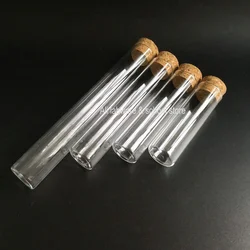 5Pcs Clear Glass Test Tube DIA 20/25/30mm Length 100/120/150/200mm Flat Bottom Test Tube With Cork