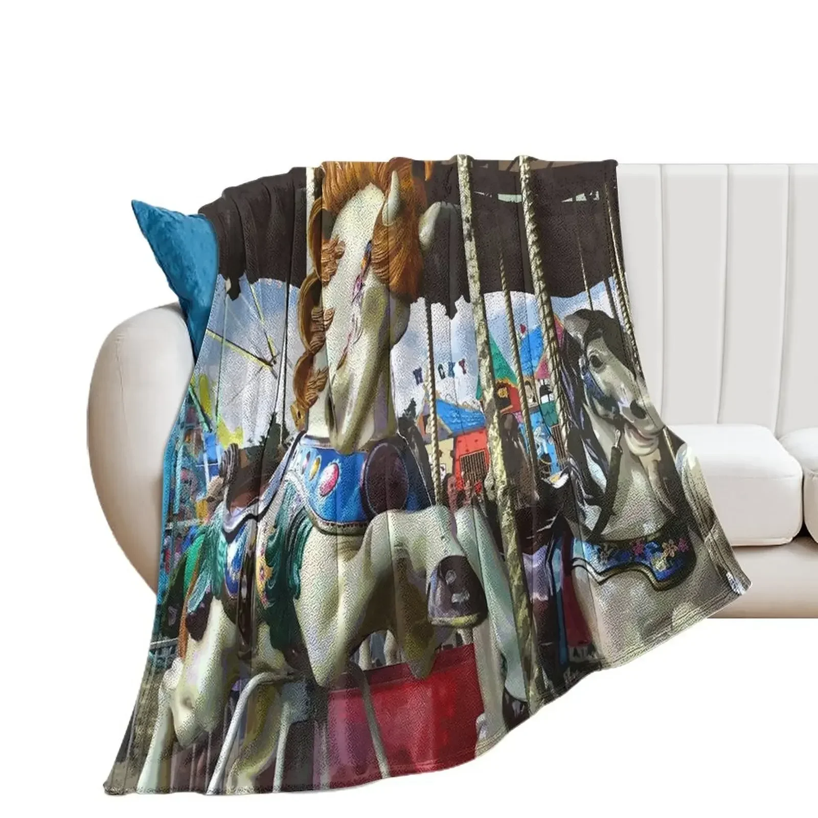 

Carousel Horse With Flowing Mane Throw Blanket Sofa Throw Decorative Sofa Blankets