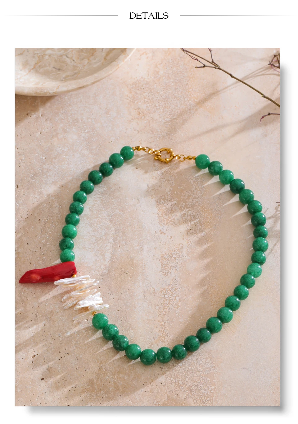 Yhpup Hochwertige grüne Naturstein-Süßwasser-Barockperlen-Kette, handgefertigte Halskette, Geschenk, modischer Premium-Kragen-Schmuck – Detail 11