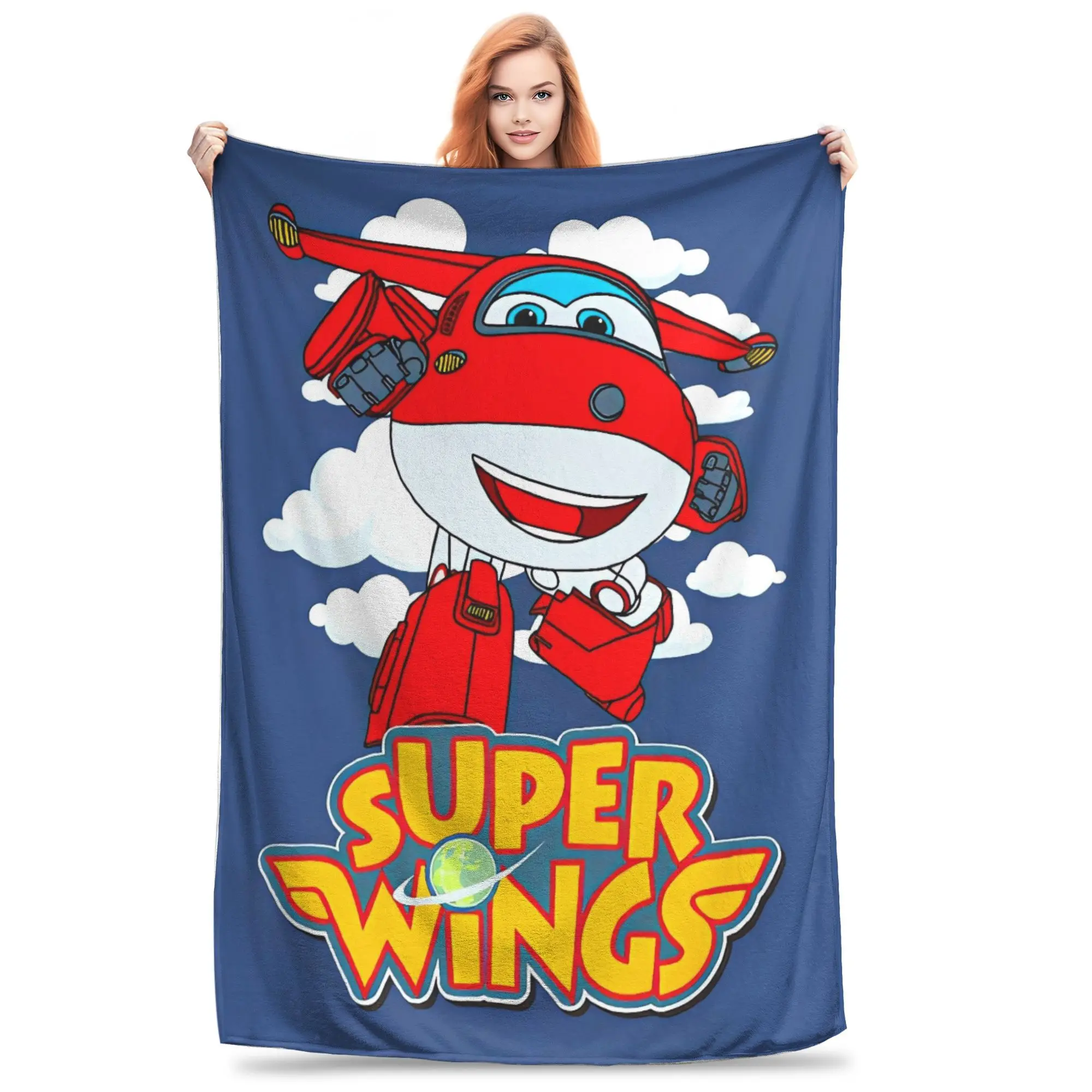 Super Wings Cartoon Plush Blanket Boy Girl  Flannel Throw Blanket For Living Room Soft Warm Custom DIY Quality Bedspread