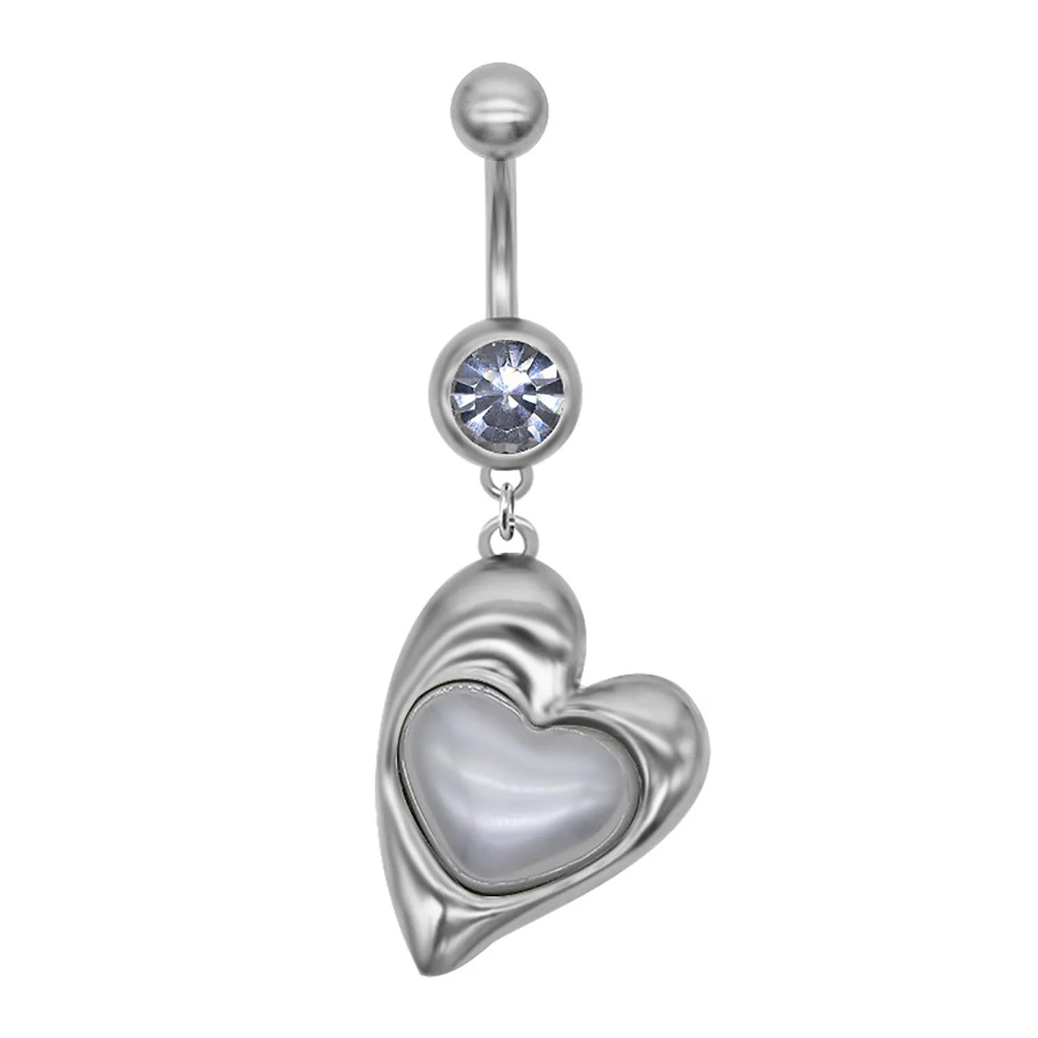 Irregular Love Heart Zircon Jeweled Style Belly Button Ring Body Piercing Jewelry Navel Piercing 316L Stainless steel