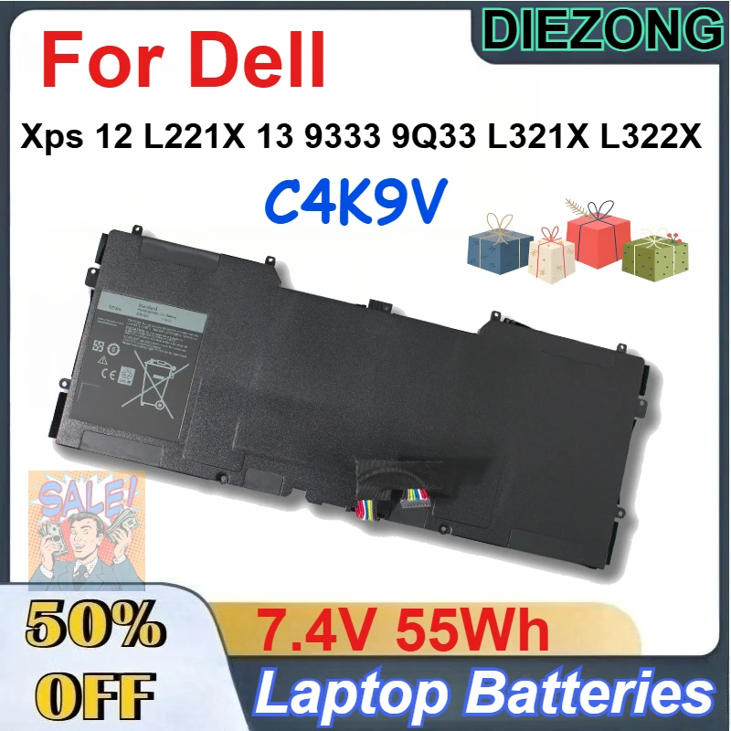 

7.4V 55Wh C4K9V High Quality LI-ion Battery for Dell Xps 12 L221X 13 9333 9Q33 L321X L322X Laptop Batteries