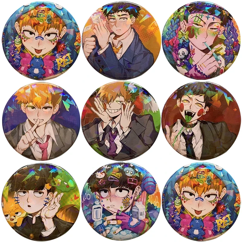 Mob Psycho 100 Pin Mobu Saiko Hyaku Shigeo Kageyama Cosplay 58mm Bedge Cartoon Collect Badge para bolso botón broche regalos