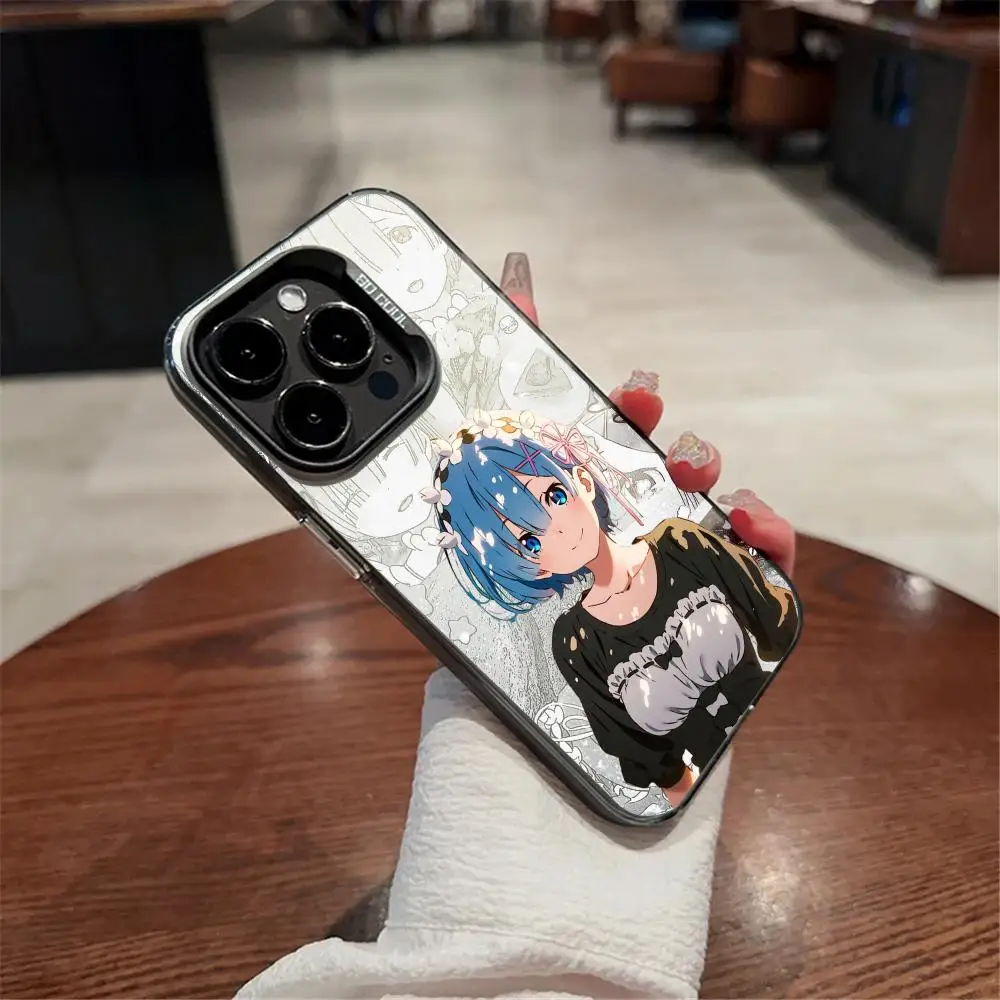 

Phone Case IMD For IPhone 16 15 14 13 12 XS Pro Max Plus 11 Fashion Anime Sexy REM Matte Laser Gradient Cover Luxury