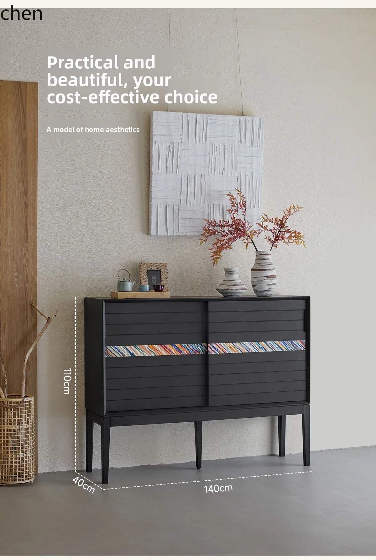 ZML Living Room Small Side Cabinet by TV Wall Storage Home Solid Wood Coffee Side Cabinet Tea Cabinet