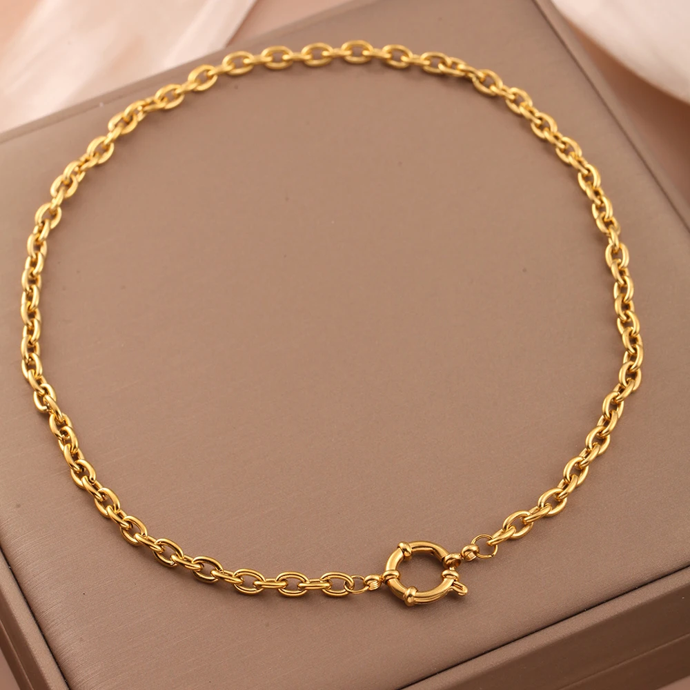 Necklaces for women Spring Buckle Chain Golden Ocean Series Pendant Shell Conch Sea Star Pendant stainless steel women\'s jewelry