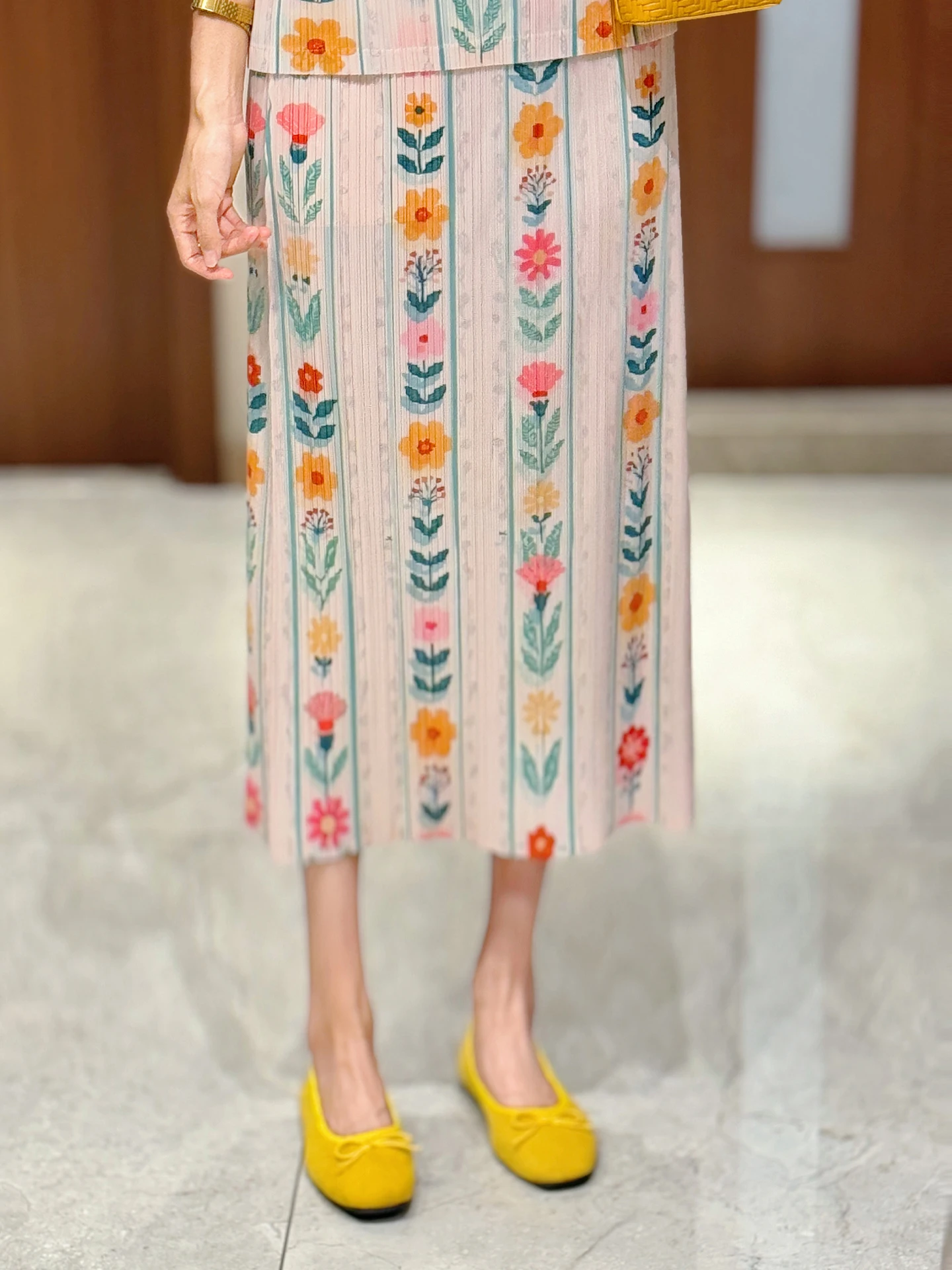 Women Suit Round Neck Printed T-shirt with High Waist Loose Fit Plus Size Foldable A-line Skirt 2025 Summer New Female Clothing