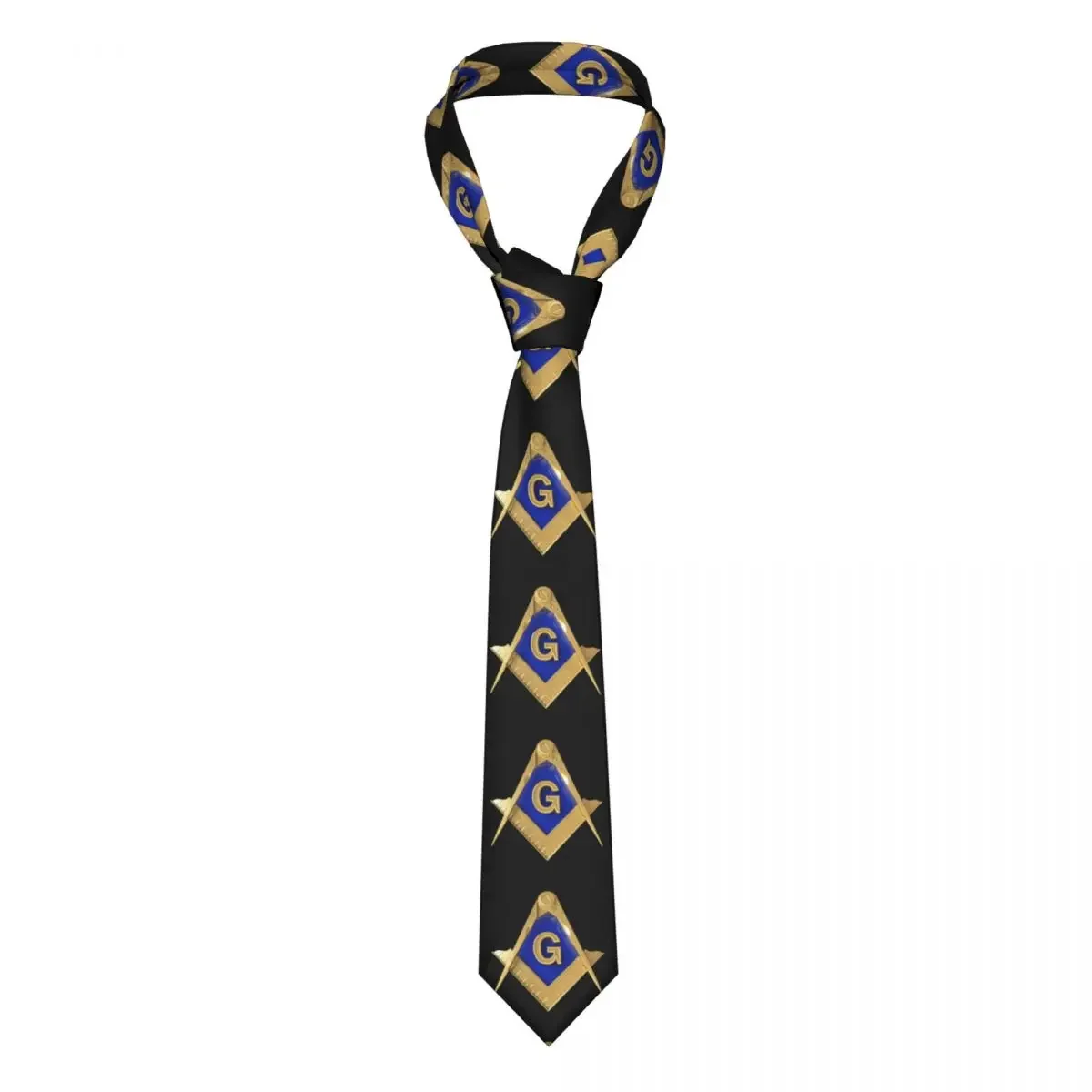 Fashion Gold Square Compass Masonic Freemason Cravat Neckties Men Customized Silk Freemasonry Mason Wedding Tie