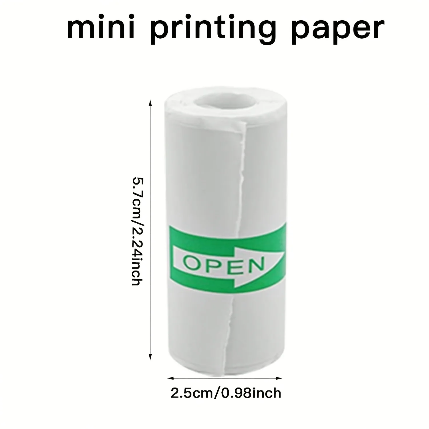 20 Rollen weißes Thermo-Aufkleberpapier, selbstklebende Mini-Drucker-Nachfüllungen für Fotos/Checklists/Notizen, schwarzer Textdruck, 57 x 25 mm