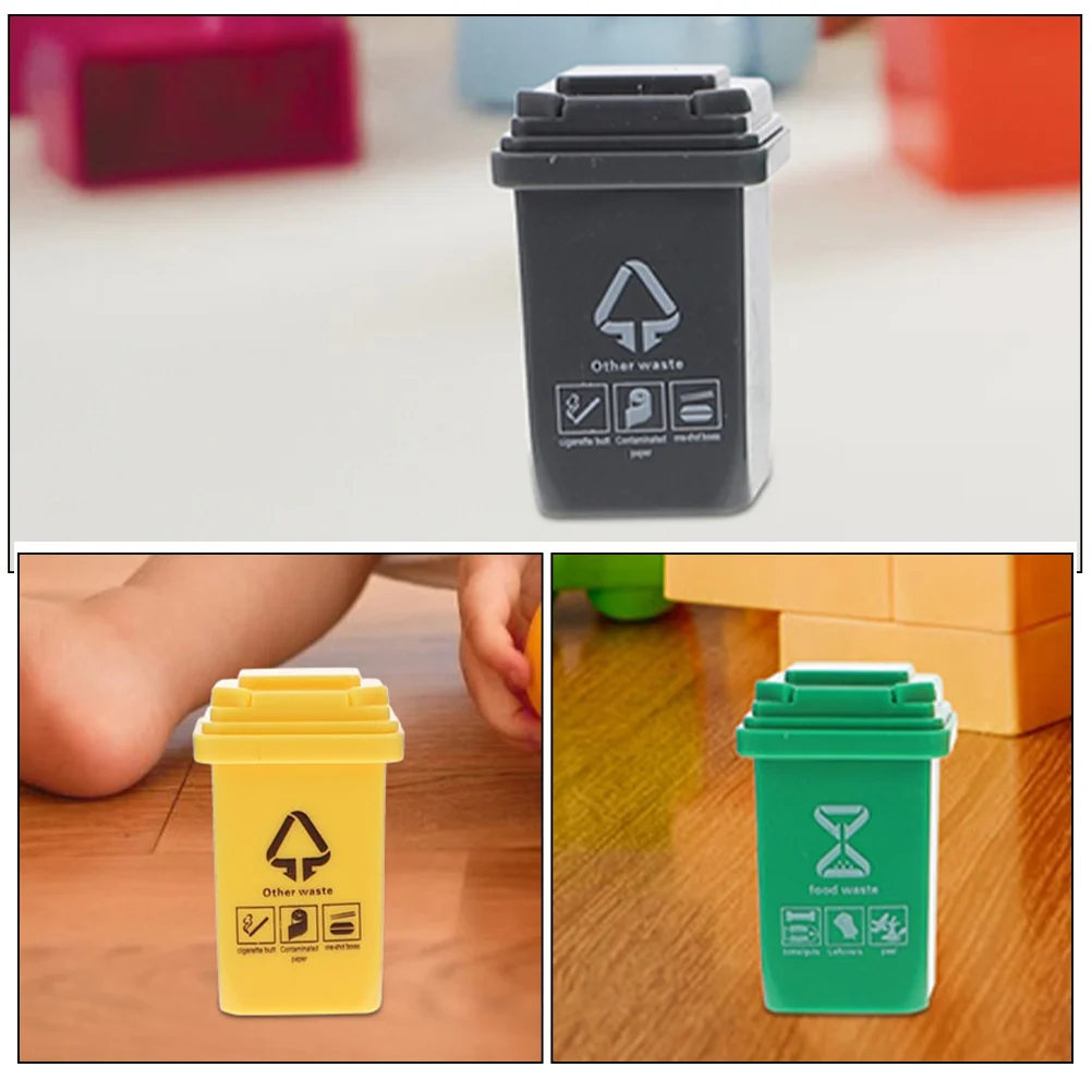 15 Pcs Miniature House Trash Can House Garbage Can Mini Trash Can Model Sand Table Material Small Garbage Can Recycling Bin