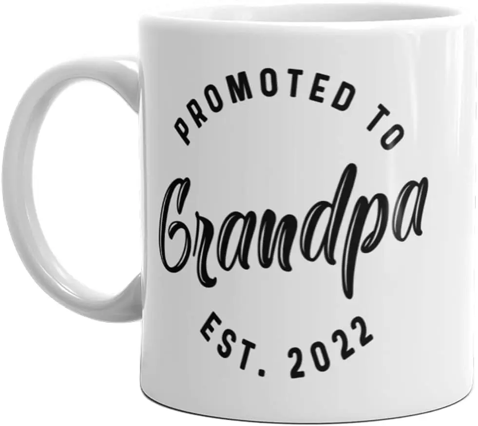 Crazy Dog T-Shirts Promoted To Grandpa 2022 Mug Funny Family Baby Announcement Coffee Cup-11oz