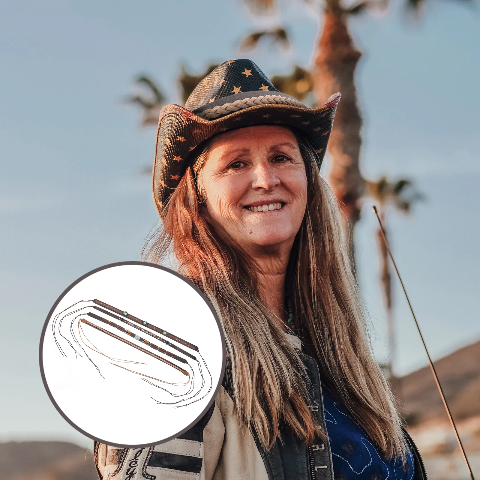 

4 Pcs Hat Trim Beach Strap Ethnic Western Straps Cap Band for Sun Belts Bands Accessories Women Straw