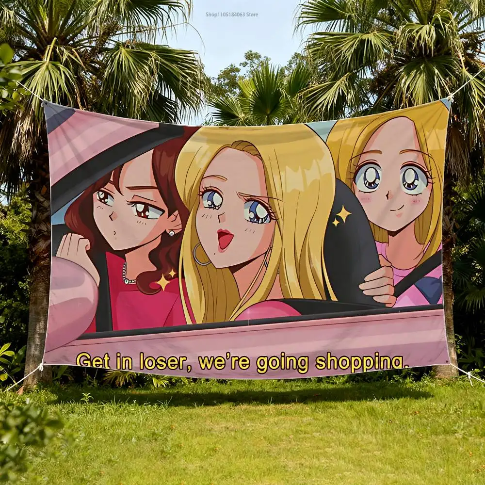 

Get In Loser We Are Going Shopping Flag Tapestry Banner For Bedroom Outdoor Living Room Restaurant Bar Wall Decor Party