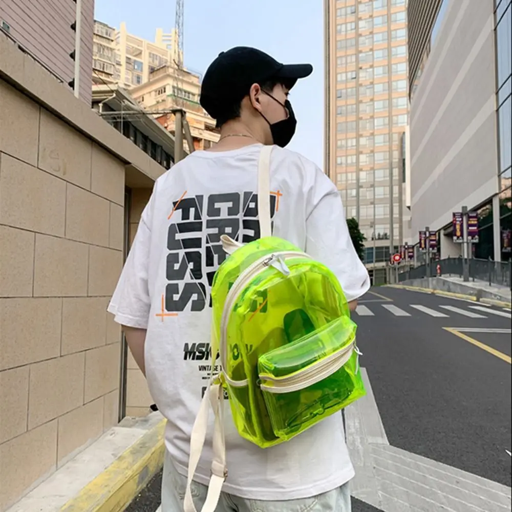 

Светодиодные фонари большой емкости, школьный рюкзак, регулируемые ремни, молния, закрывающийся, прозрачный рюкзак из ПВХ, видимый, водонепроницаемый