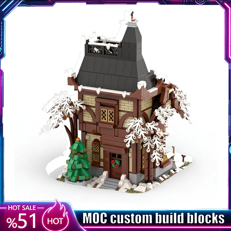 1977PCS Christmas Mansion MOC Modular Street View Model Custom Puzzle Architecture DIY Assembly Educational Toy Collection Gift