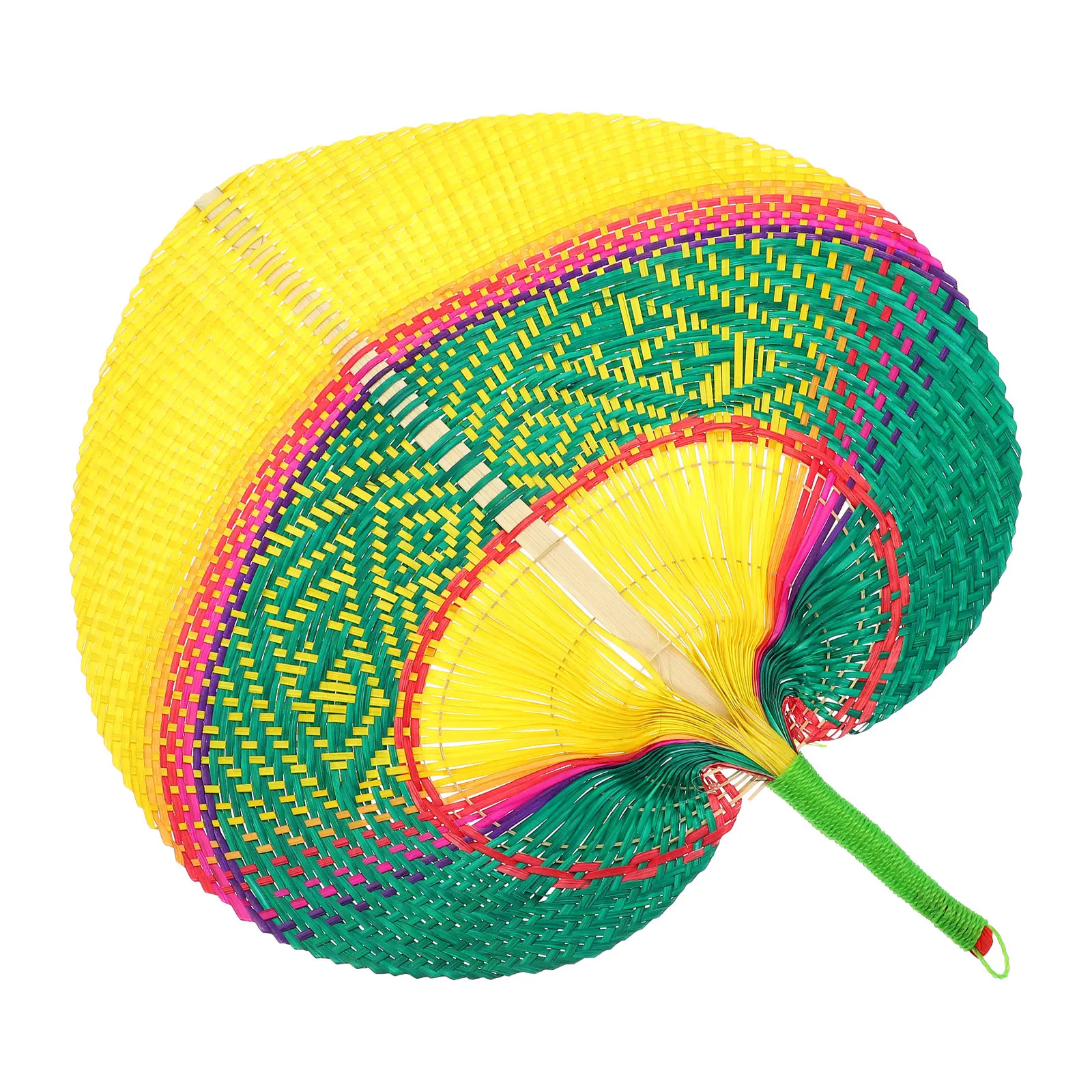 

Бамбуковый вентилятор ручной работы в форме персика Прочный летний охлаждающий ручной вентилятор Открытый декоративный тканый охлаждающий вентилятор ручной работы