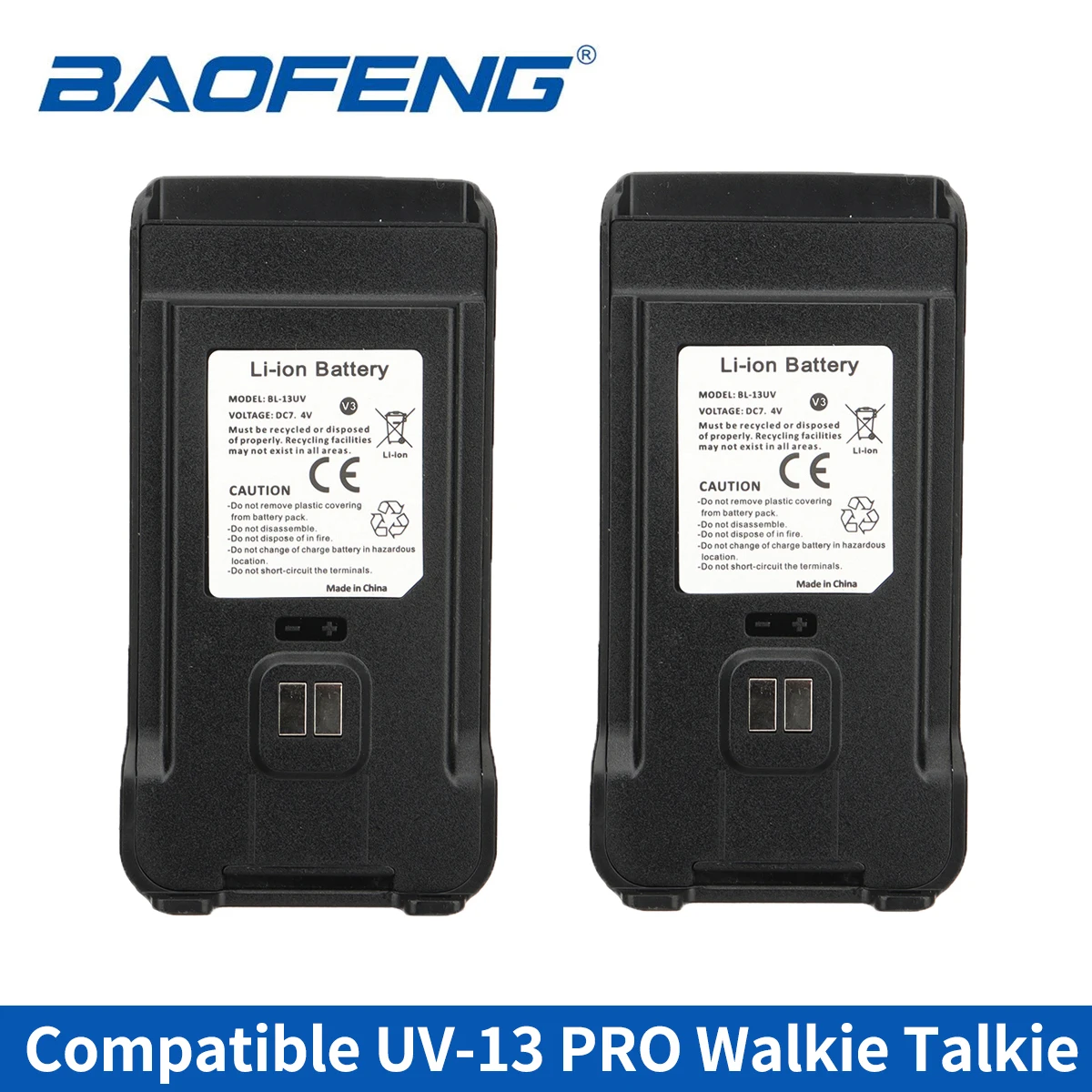 1/2pcs BAOFENG UV-13 Pro UV13 7.4V High Capacity Li-ion Battery For Walkie Talkie Portable UV-13 PRO Ham Two Way Radio