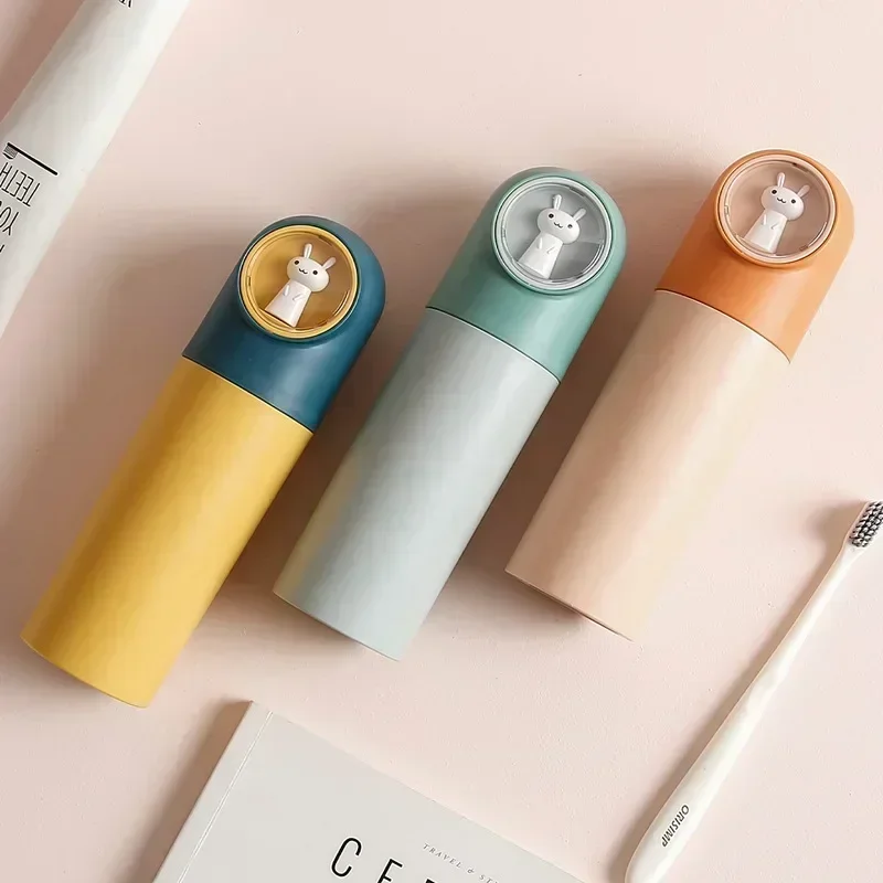 

Cute Portable Toothbrush Holder Box Travel Toothbrush Cup Mouthwash Cup Toothpaste Storage Container Bathroom Outdoor 칫솔걸이