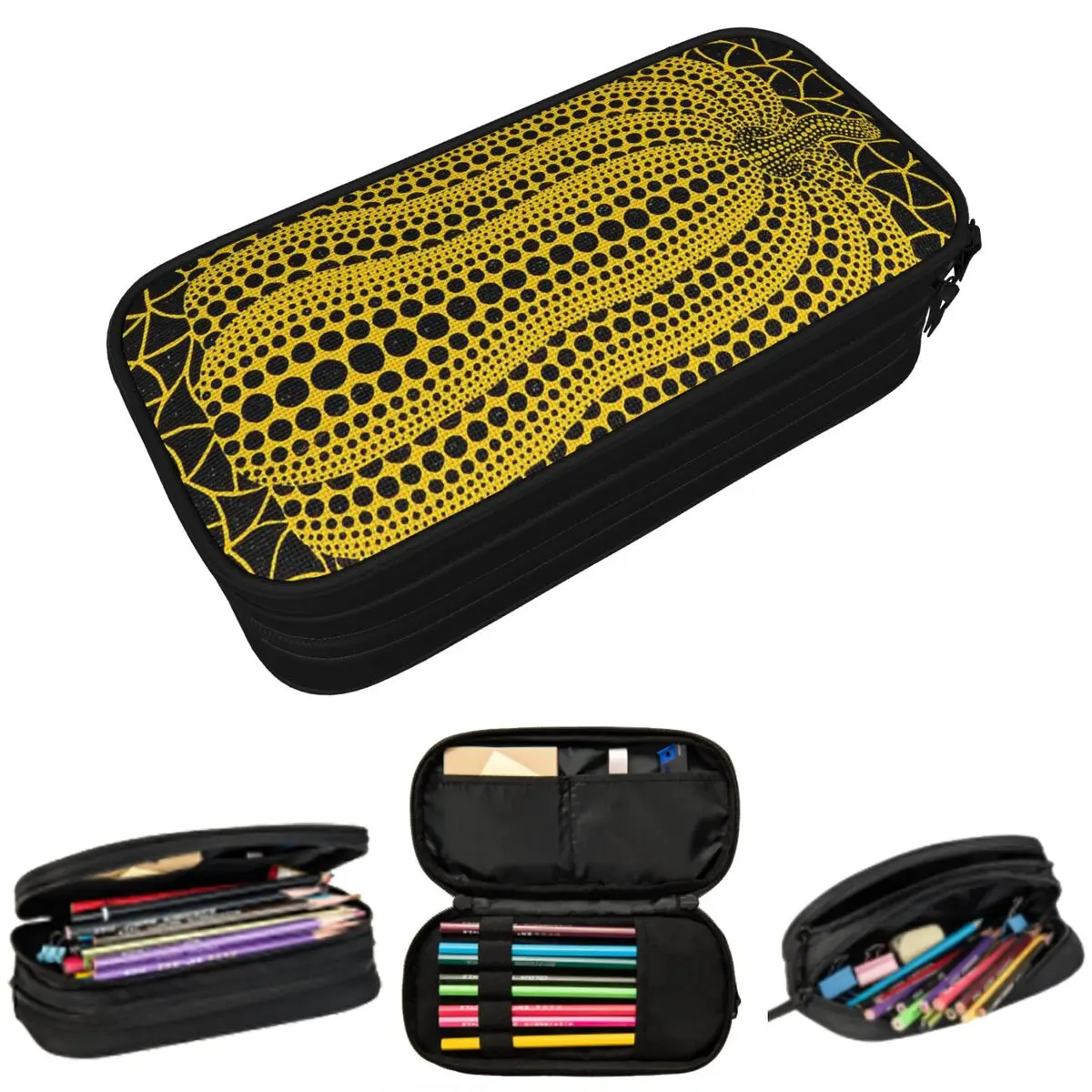 

Yayoi Kusama Pumpkin Abstract Art Pencil Case for Studen School Pen Box Pencil Bag Stationery Supplies Pen Holder Bag