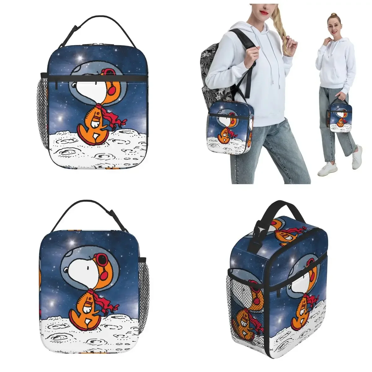 SPACE Snoopy Astronaut Cute Insulated Lunch Bag Leakproof Lunch Container Thermal Bag Tote Lunch Box Office Outdoor Men Women