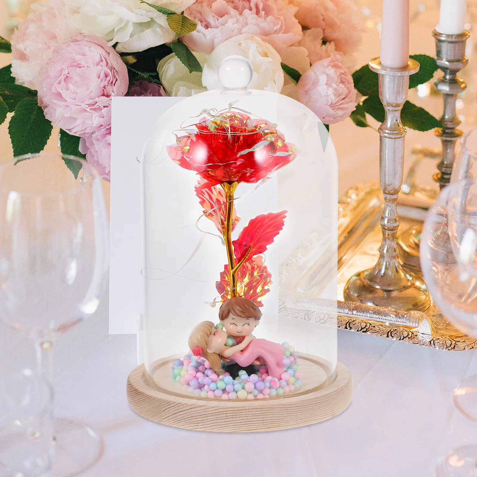 

Outdoor Ornaments Glass Cover Display Cabinet Dome Dried Flower Cloche Showcase Decorative