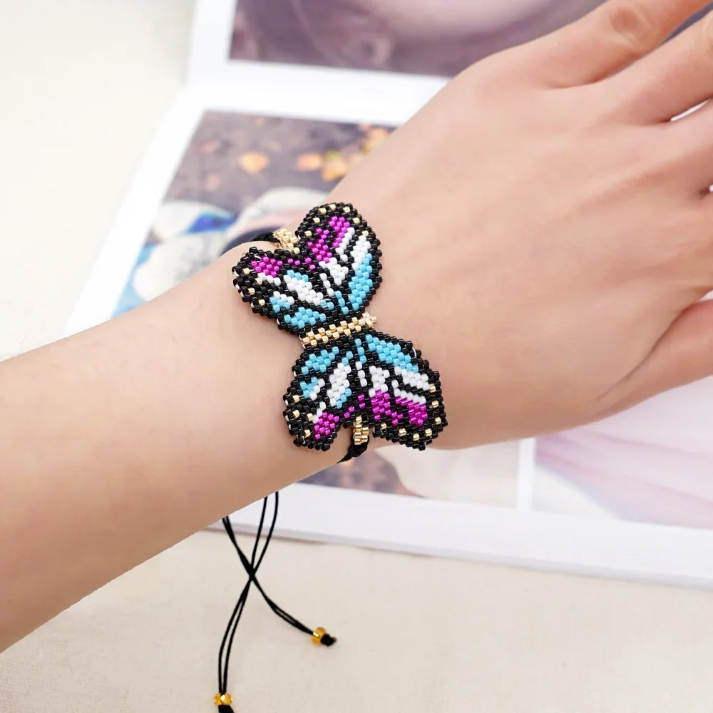 

Beaded Bracelet Hand woven fashion animal butterfly Beading Adjustable Simplicity Bohemia Unisex Rice Ball Bracelet