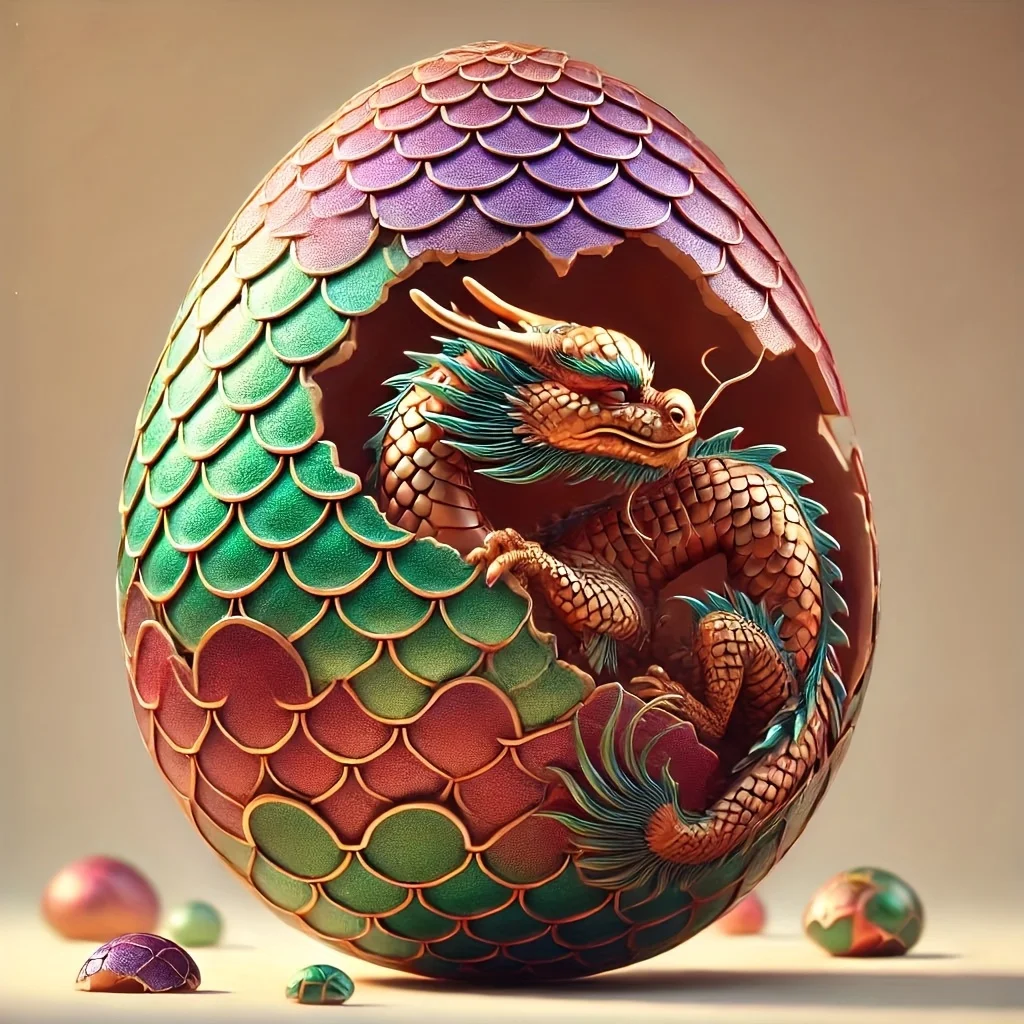 

3D Printed Dragon Egg Statue with Flexible Dragon Inside, Desk Home Decor, Friend Gift Exchange Present