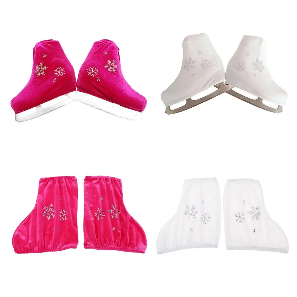 White Rose Red Skate Boot Cover Velvet Protective Overshoes for Figure Skating Pants with Protection